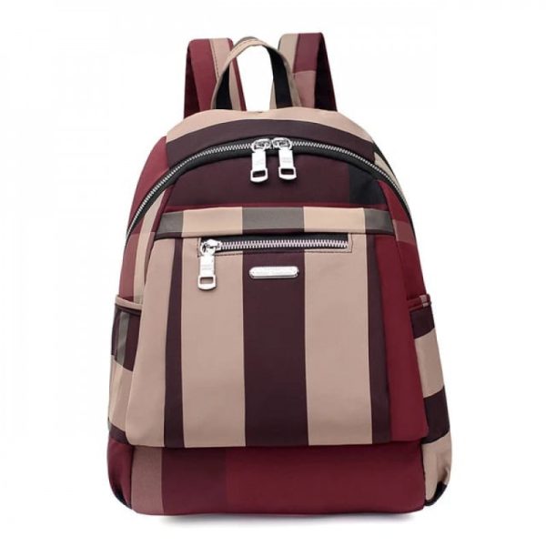 Nylon Backpack Waterproof Bag (Wine Red Colour)