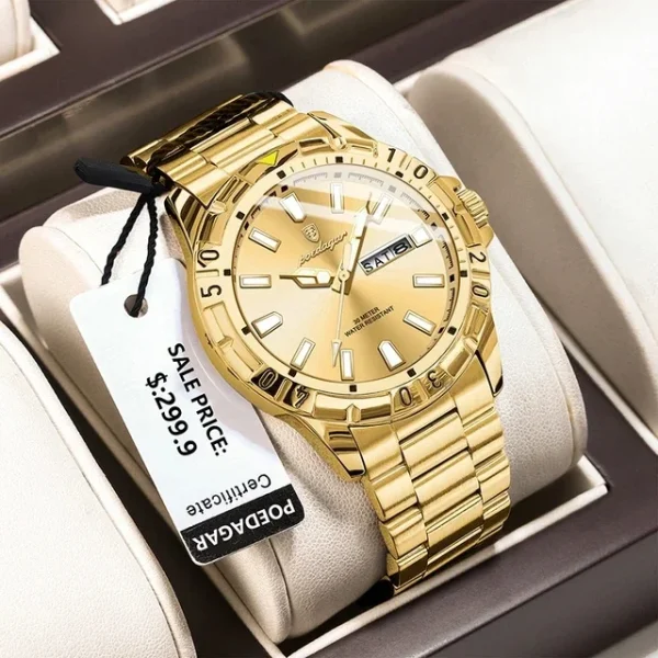 POEDAGAR 659 Wrist Watch For Men (Golden)