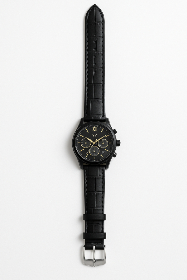 OLEVS 2872 Classic Leather Quartz Watch (Black)