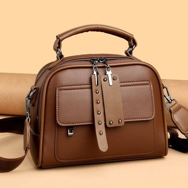 Genuine Soft Leather Handbag(Choklet)