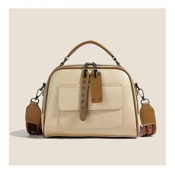 Genuine Soft Leather Handbag(Of-White)