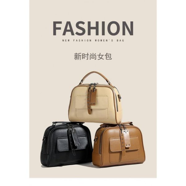 Genuine Soft Leather Handbag(Of-White) - Image 3